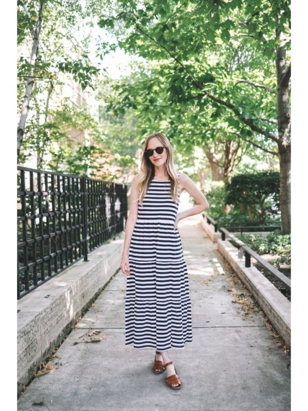 J.Crew Tiered Dress Size Small Maxi Navy White Striped 100% Cotton Sleeveless